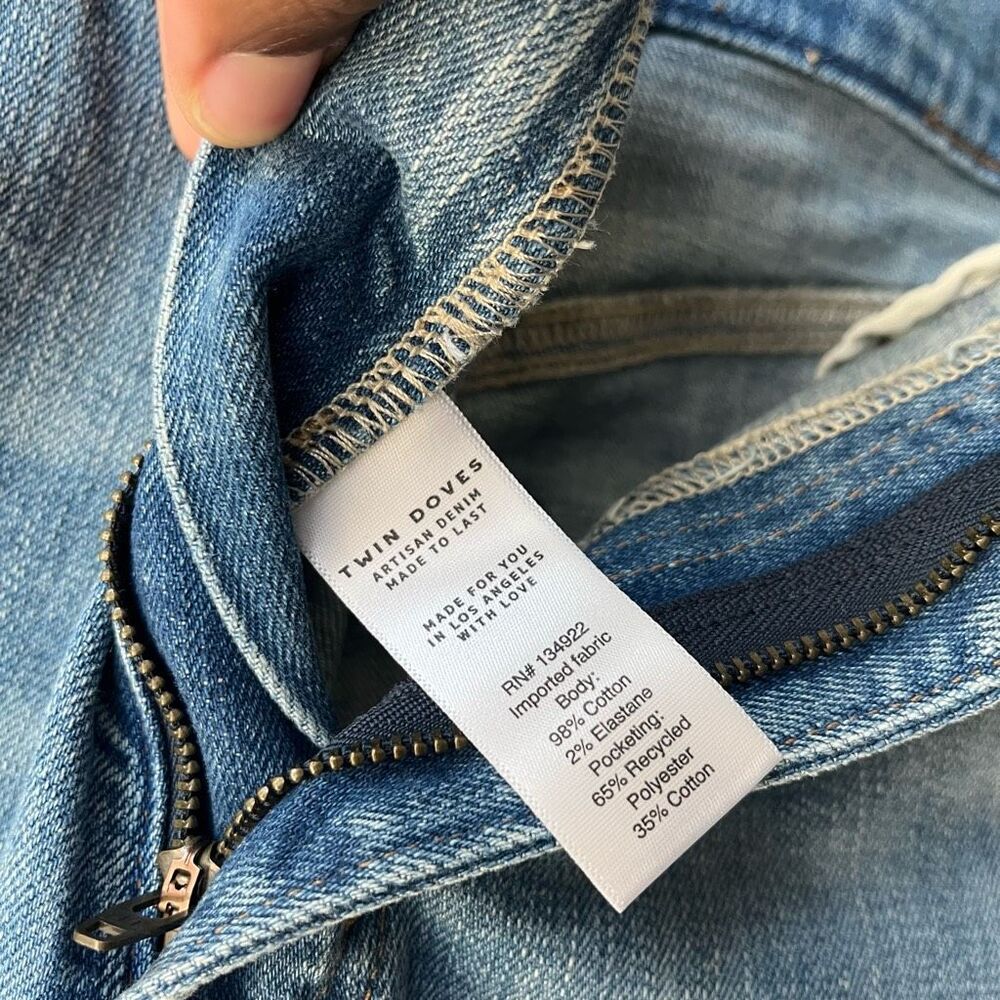 Emerson Fry Twin Doves Denim Treasure Straight Leg High Rise Blue Jeans Size 31 - Picture 6 of 13